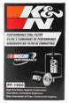 K&N Engineering cellulose media fuel filter with 2.125-inch diameter and 4.281-inch length for vehicle fuel filtration.