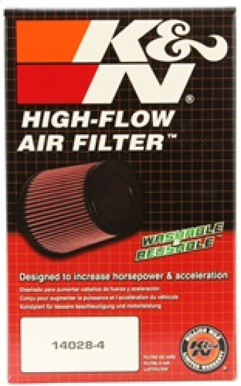 K&N Engineering oval drop-in air filter with 8-7/8 inch length, 5-1/4 inch width, and 3-1/4 inch height for vehicle airflow.
