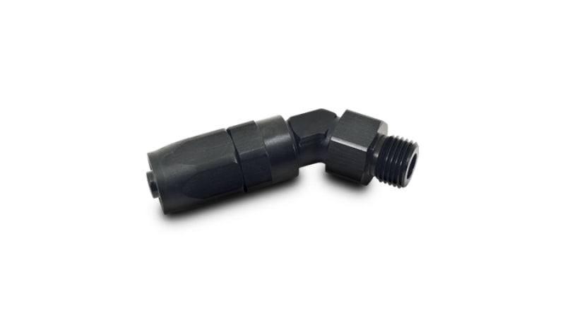 Vibrant Male -8AN 45-degree hose end fitting with 3/4-16 threaded connection, made of durable metal for automotive use