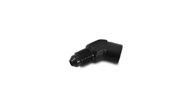 Vibrant -4AN to 1/8 inch NPT 45 degree adapter fitting for hydraulic or fuel line connections, shown in close-up detail.
