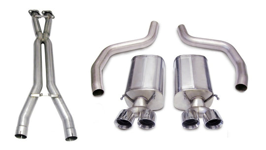 CORSA Performance X Pipe for automotive exhaust system, showcasing the sleek metal design and precise welding details.