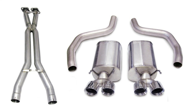 CORSA Performance X Pipe for automotive exhaust system, showcasing the sleek metal design and precise welding details.