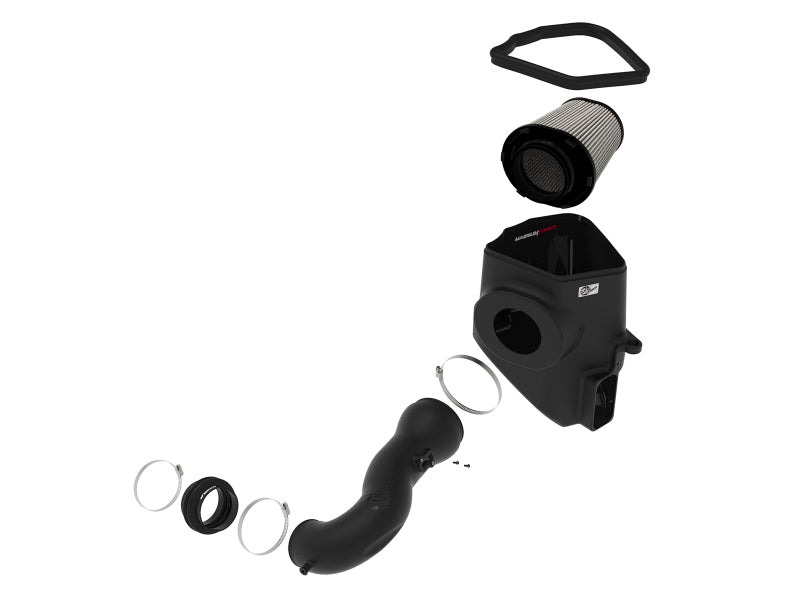 aFe MagnumFORCE Stage-2 Pro Dry S cold air intake installed in a 2019 GM Silverado/Sierra 1500 V8 6.2L engine bay