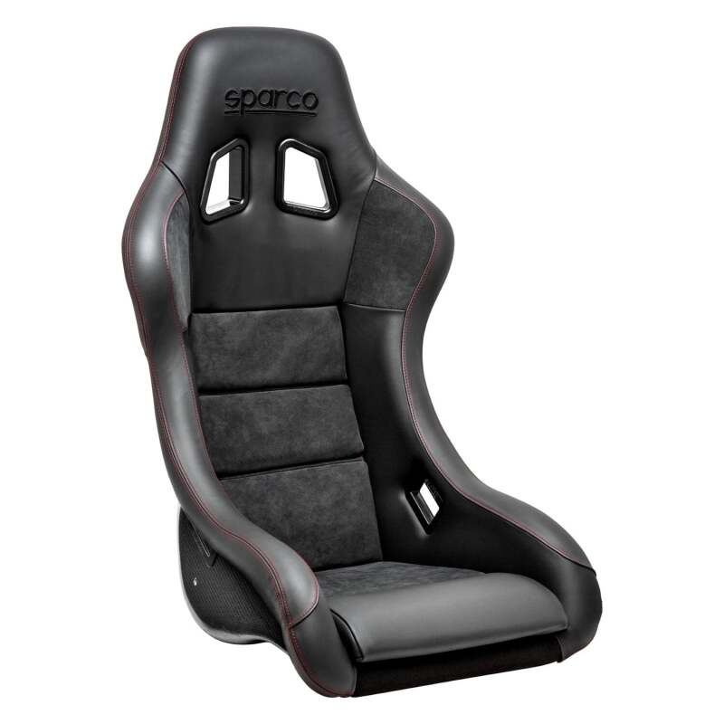 SPARCO QRT-C race seat in black and red carbon fiber with supportive design for high-performance driving.