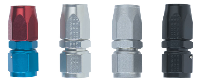 Fragola black 6AN straight power flow hose end fitting for high-performance automotive fluid connections.