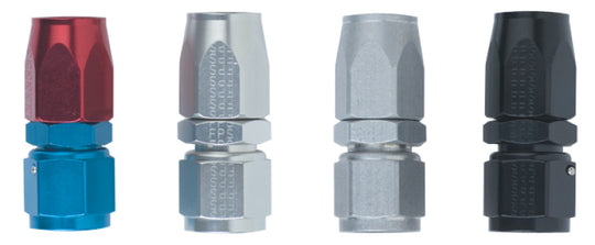 Fragola black 6AN straight power flow hose end fitting for high-performance automotive fluid connections.