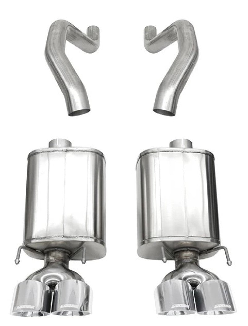 Polished CORSA Performance axle-back exhaust with 4.5-inch twin tips for Chevrolet Corvette C6 Z06 and ZR1 models