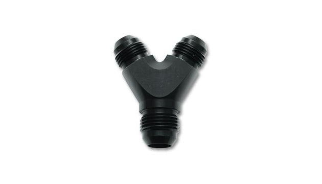Vibrant aluminum -3AN x -3AN x 1/8in NPT Y-Adapter fitting showing metal finish and threaded ports for hydraulic or fuel line connections.