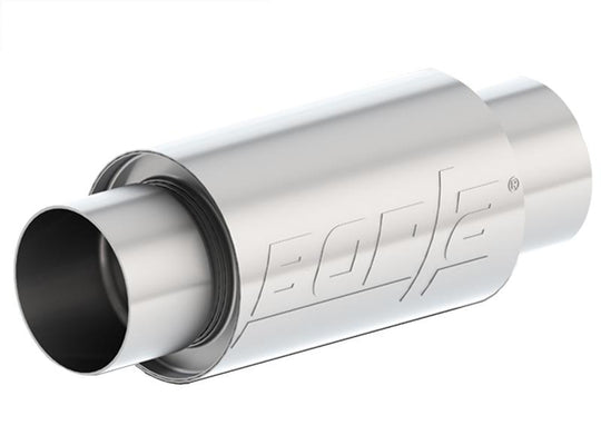 Borla XR-1 Sportsman Shorty racing muffler with 3.5-inch inlet/outlet, 8-inch length, round shape, black finish for high-performance vehicles.
