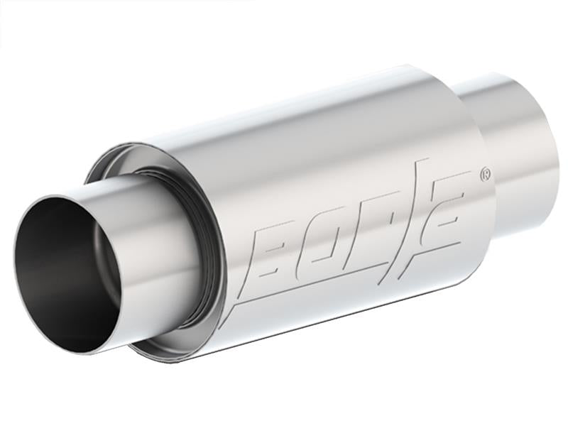 Borla XR-1 Sportsman Shorty racing muffler with 3.5-inch inlet/outlet, 8-inch length, round shape, black finish for high-performance vehicles.