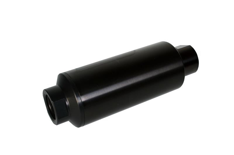 Aeromotive Pro-Series In-Line Fuel Filter with AN-12 fitting and 100 micron stainless steel element, designed for high-performance fuel systems.