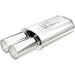 MagnaFlow stainless steel muffler with tip, 14x5x8 inches, featuring dual outlets and polished tip for car exhaust system.