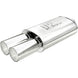 MagnaFlow stainless steel muffler with tip, 14x5x8 inches, featuring dual outlets and polished tip for car exhaust system.