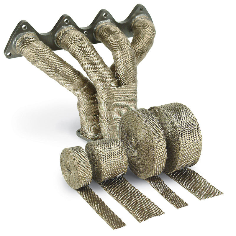 DEI Titanium exhaust wrap 1 inch by 100 feet, heat-resistant sleeve for custom exhaust system insulation.
