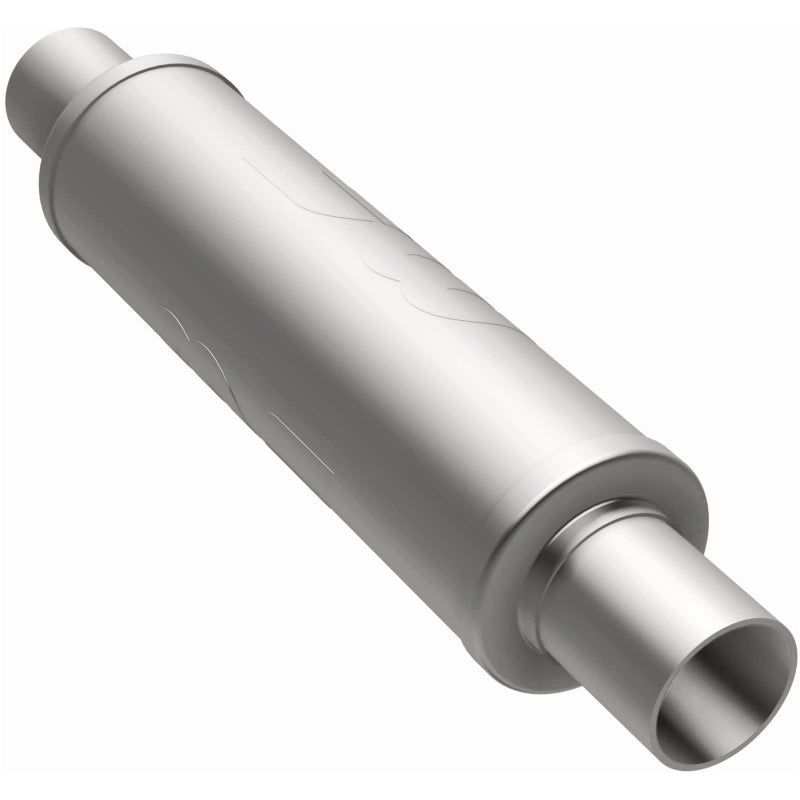 MagnaFlow Mag SS muffler with 14x4x4 inch body and 2.25x2.25 inch inlet and outlet pipes, stainless steel construction.