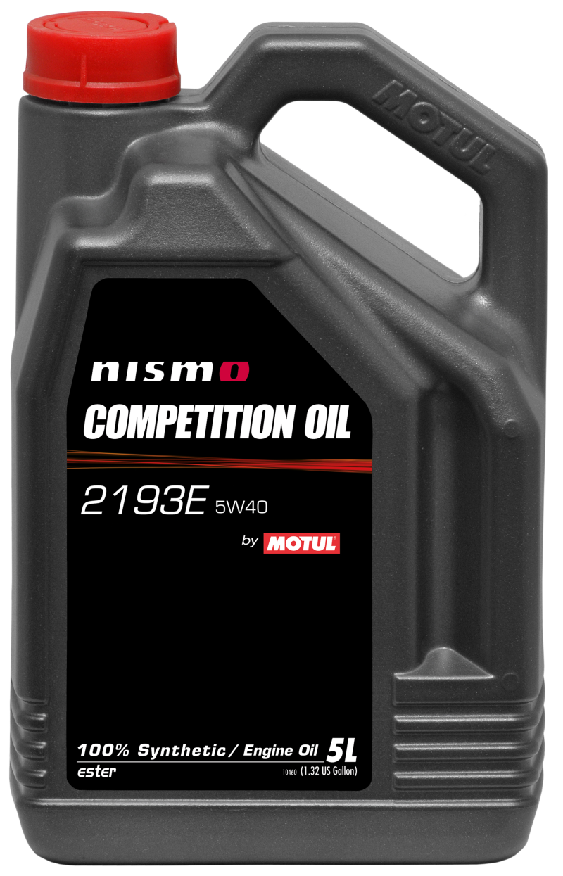 Motor oils product image showing Motul Nismo Competition Oil 2193E 5W40 5L container for high-performance engine lubrication.