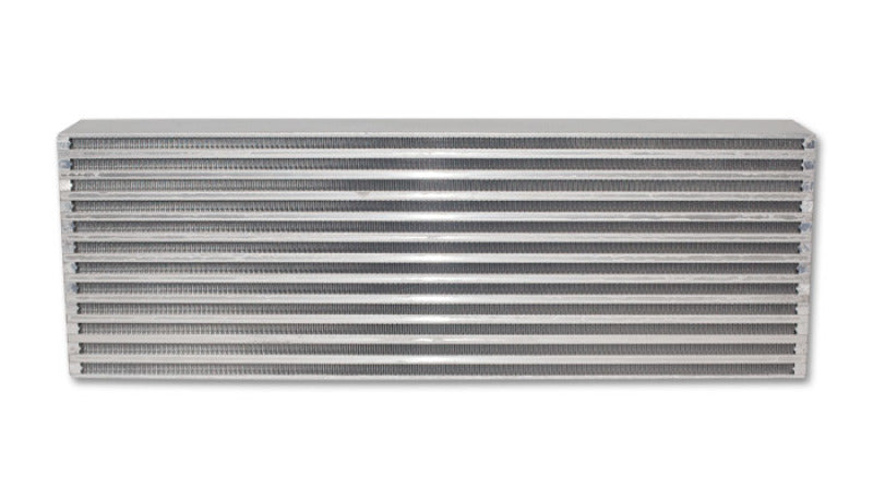 Vibrant intercooler core measuring 24x8x3.5 inches, featuring vibrant fins and tube design for optimal cooling performance.