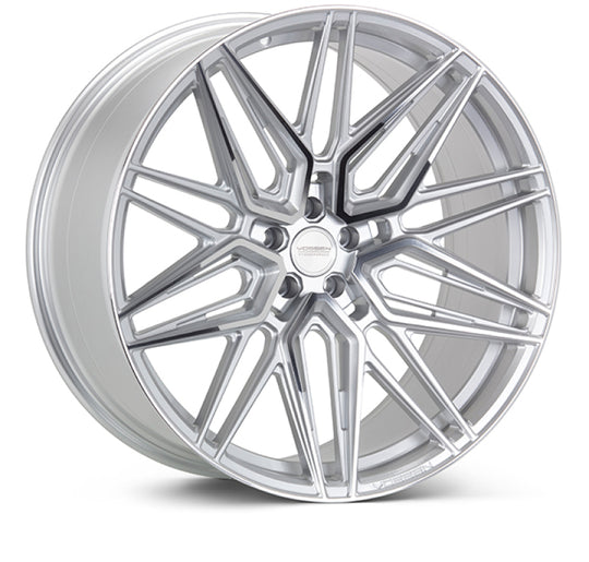 Vossen HF-7 forged silver polished 20x11 inch wheel with 5x120 bolt pattern and ET40 offset, deep face design.