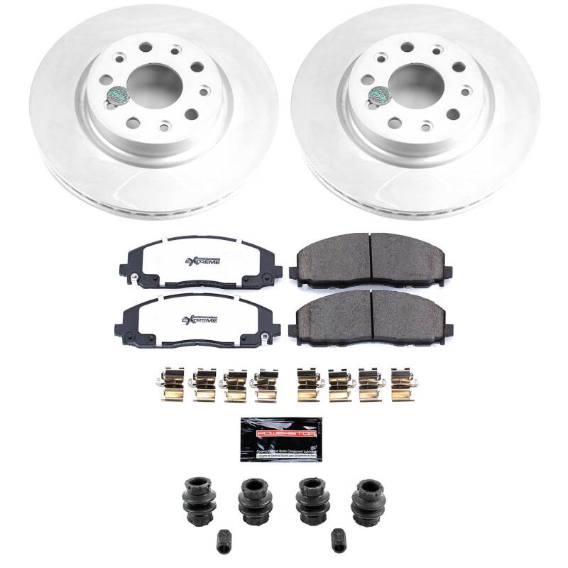 PowerStop Jeep Wrangler front Z36 coated truck and tow brake kit with brake pads and rotors for enhanced performance.