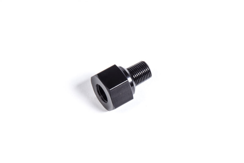 Radium Engineering M10x1mm female to 1/8 NPT male fitting showing detailed metal connector with threading and hexagonal shape.