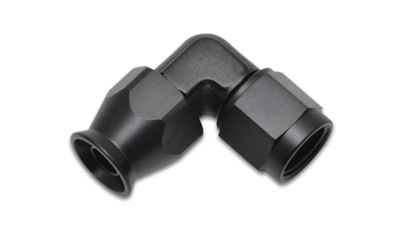 Vibrant -10AN forged aluminum non-swivel hose end fitting for PTFE lined hoses, showcasing the durable, lightweight design.