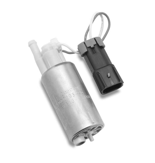 Walbro Ford GT Style fuel pump showing its compact design and metal construction, ideal for high-performance automotive applications.