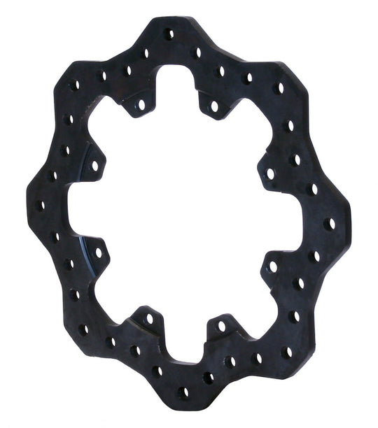 Wilwood steel scalloped drilled 11.75-inch brake rotor with 8 on 7.00-inch bolt pattern, 2-piece design, front view