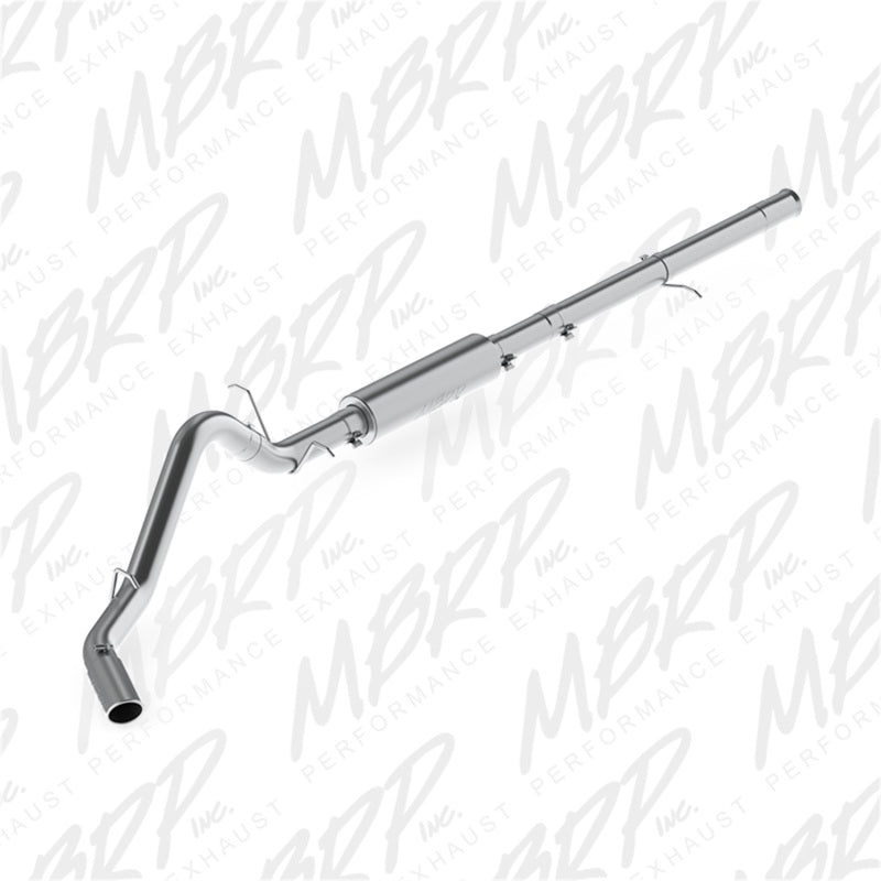 MBRP catback exhaust system for 2014 Chevy/GMC Silverado/Sierra 6.2L V8 SS, with T409 material and single side exit visible.