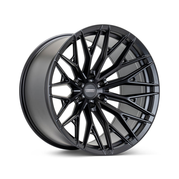 Vossen HFX-6 forged wheel, 22x10 inch, satin black finish, with super deep face, 8x170 bolt pattern, ET-18 offset.