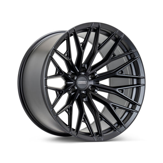 Vossen HFX-6 22-inch satin black forged wheel, 6x139.7 bolt pattern, 9.5-inch width, ET30 offset, deep concave design