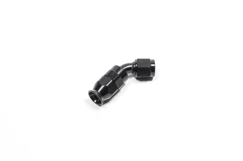 Black Radium Engineering -6AN 45-degree PTFE hose end fitting with durable metal construction and precision threading.