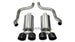 Corsa 2009-2013 Chevrolet Corvette C6 axle-back exhaust with dual black 3.5-inch tips, featuring polished stainless steel and V8 engine compatibility.