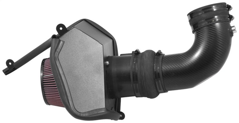 K&N Engineering cold air intake for 2017 Chevrolet Camaro ZL1 V8 6.2L engine, showing the performance air filter and intake tubing.