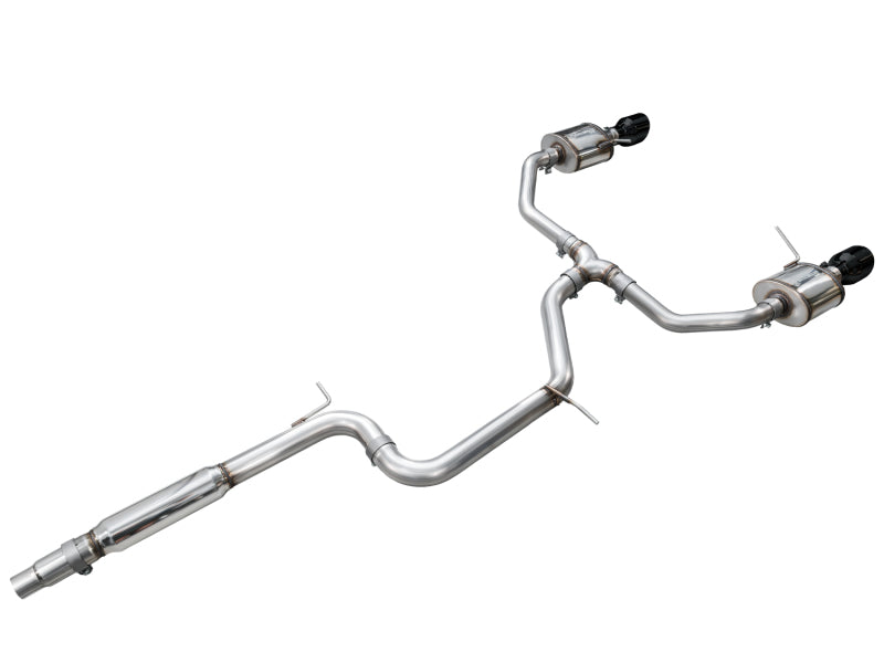 AWE Tuning 22-25 Volkswagen Jetta GLI Touring Edition catback exhaust with diamond black tips, showing the sleek polished finish and design.