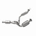 MagnaFlow catalytic converter direct fit for Chevy Avalanche 5.3L, replacement part with metal casing and inlet/outlet pipes visible