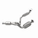 MagnaFlow catalytic converter direct fit for Chevy Avalanche 5.3L, replacement part with metal casing and inlet/outlet pipes visible