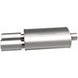 MagnaFlow stainless steel muffler with tip, 14x5x8 inches, featuring dual inlet and outlet pipes, automotive exhaust component