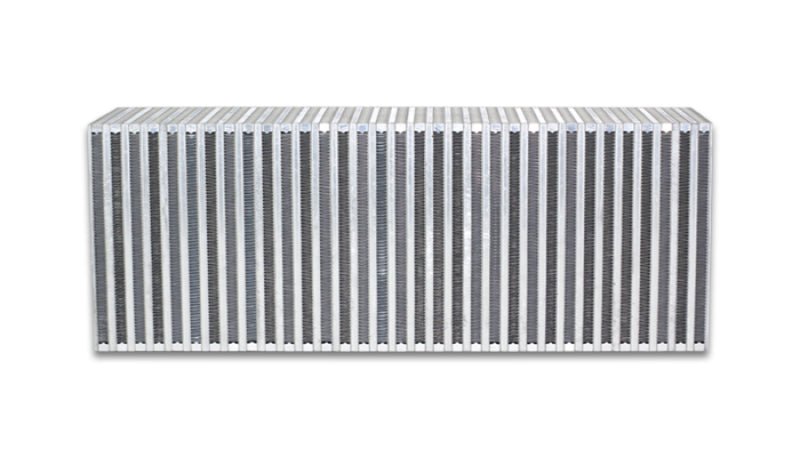 Vibrant intercooler core measuring 6x11.8x3 inches with vibrant fins and core structure for efficient turbocharged engine cooling.