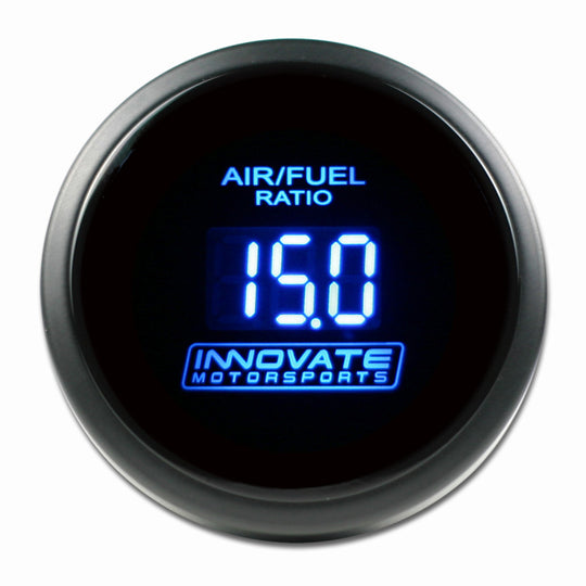 Innovate Motorsports DB-Blue Kit gauges with blue LEDs, LC-2 wideband O2 sensor and display for automotive tuning and monitoring.