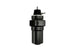 Turbosmart FPRF8 black fuel pressure regulator and filter, compact automotive part with hoses and fittings, on a white background.