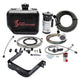 Snow Performance 2.5 Boost Cooler water methanol injection kit with stainless steel braided line and 4AN fittings, installed in a vehicle engine.