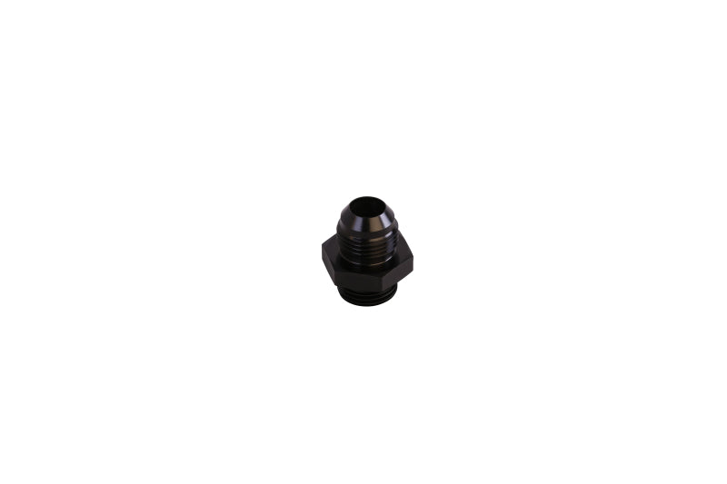 Aeromotive ORB-08 to AN-08 male flare adapter fitting for fuel and oil lines, showing the metal fitting with threaded ends.