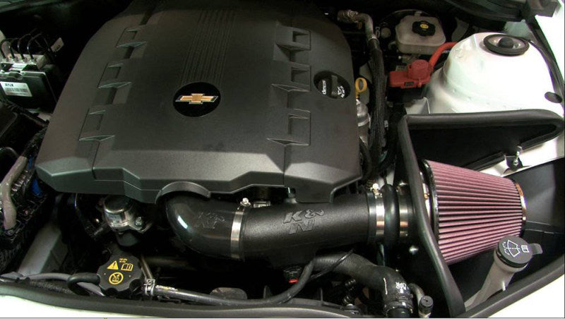 K&N Engineering Chevy Camaro V6 3.6L cold air intake kit with high-flow filter and intake tubing for improved engine performance