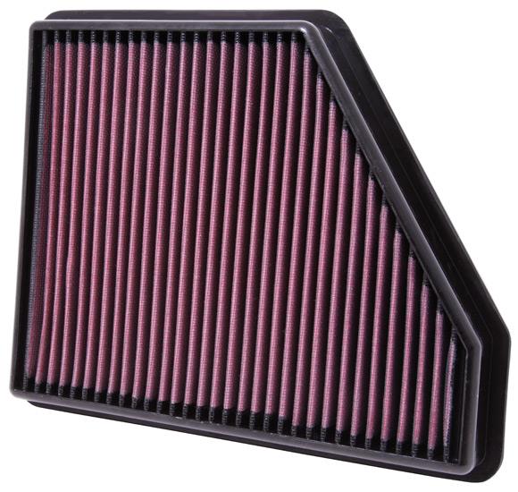 K&N Engineering drop-in air filter for 2010 Chevy Camaro 3.6L and 6.2L engines, showing the pleated filter media in a clean frame.