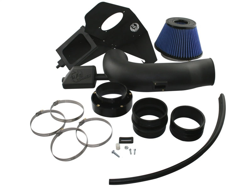 aFe MagnumFORCE Stage-2 P5R cold air intake for Chevrolet Camaro 2010-2011 V8 6.2L engine, featuring high-performance air filters and tubing.