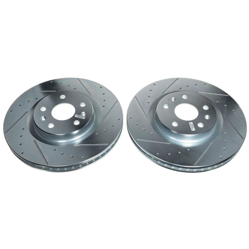 PowerStop front drilled and slotted brake rotors for 2020-2021 Chevrolet Corvette, pair of high-performance brake rotors