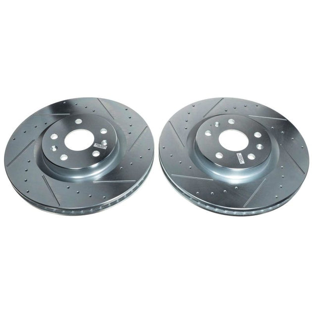 PowerStop front drilled and slotted brake rotors for 2020-2021 Chevrolet Corvette, pair of high-performance brake rotors