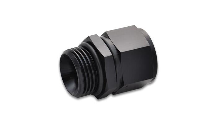 Vibrant 10AN female to 8AN male straight cut fitting adapter with O-ring, featuring smooth metal finish and precise threading.