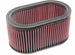 K&N Engineering oval drop-in air filter with black rubber edges and pleated cotton filter media, measuring 8.785x5.25 inches.