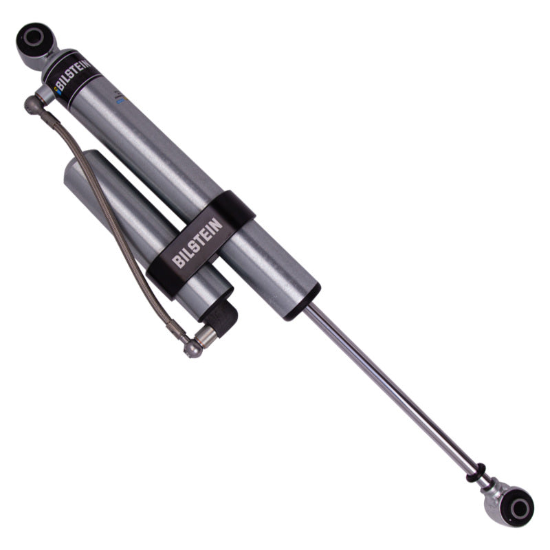 Bilstein 5160 rear shock absorber for Chevy Silverado and GMC Sierra 1500 trucks, showcasing the shock's metal body and mounting components.
